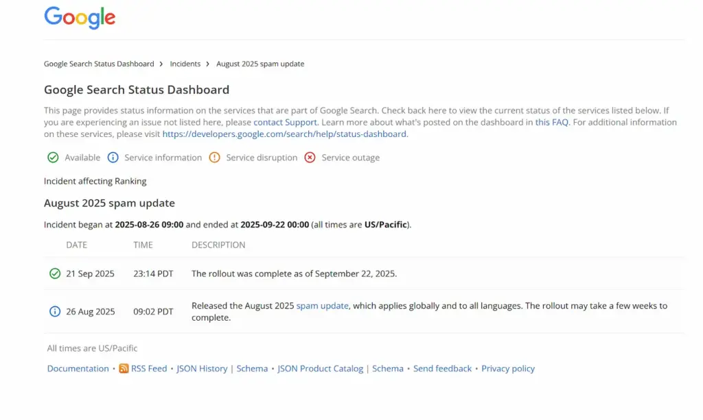 Google thông báo Cập nhật thư rác tháng 8 năm 2025 đã hoàn tất